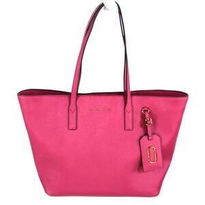 Marc Jacobs Saffiano Leather Pink Gold Logo Tote Bag Travel Work Handbag